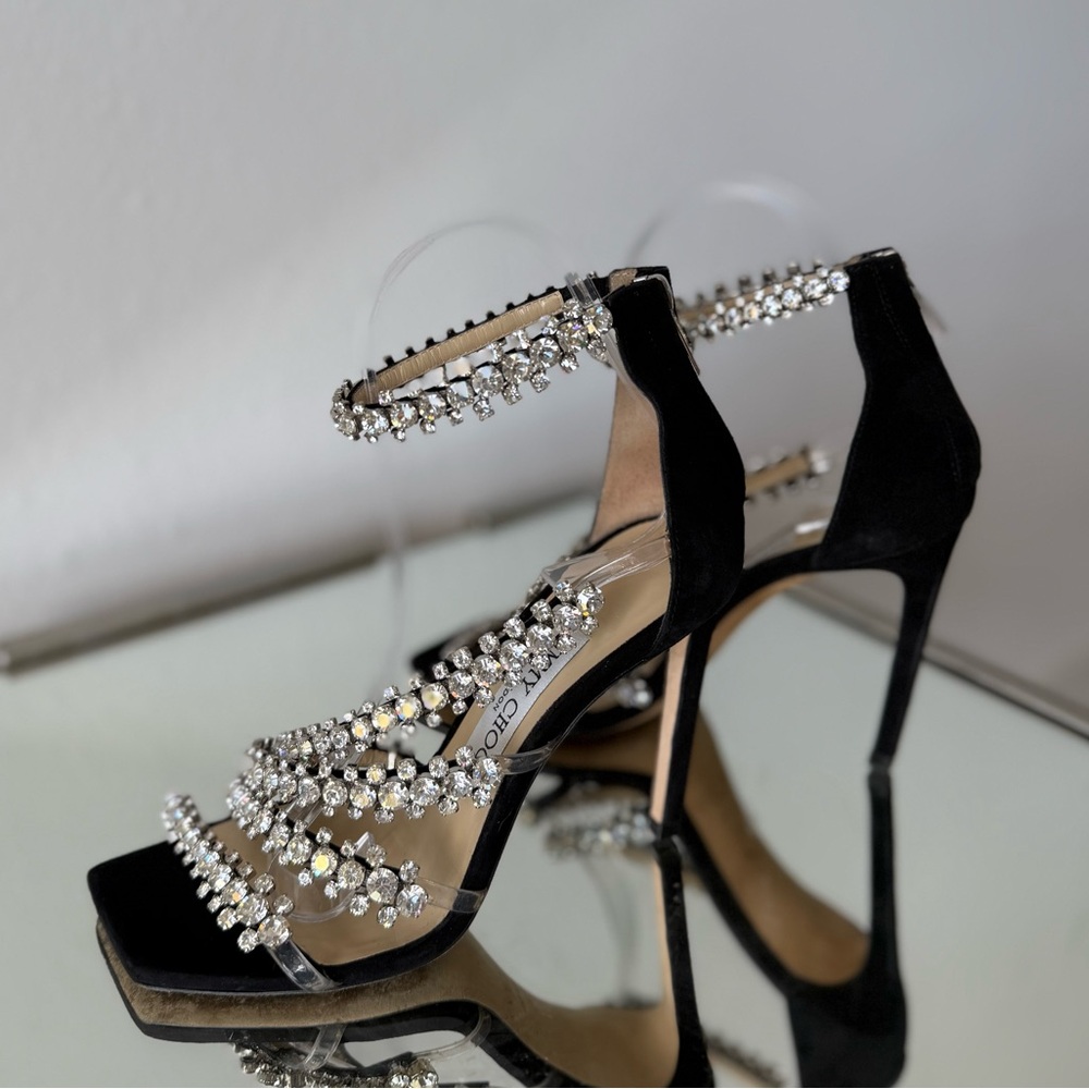 EUC JIMMY CHOO Josefine Crystal Strappy Cocktail Stiletto Sandals - Picture 13 of 15
